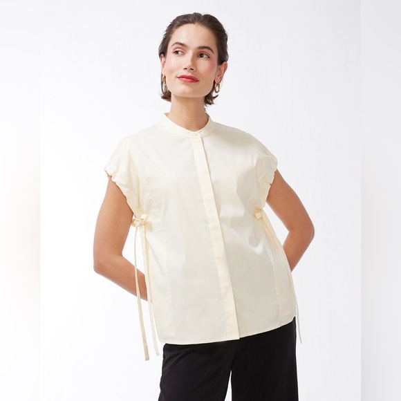 NEW Chico's Black Label Pretty Poplin Neutral Blouse-Size XS-Cream - Picture 2 of 9